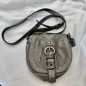 Vintage (1990's) Small Coach Shoulder Bag in Polished Gray Leather  - EUC